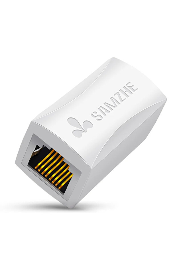 محول إيثرنت SAMZHE أبيض، قطعة واحدة، موصل تمديد كابل LAN من نوع 8P8C RJ45 لتوصيل الإنترنت