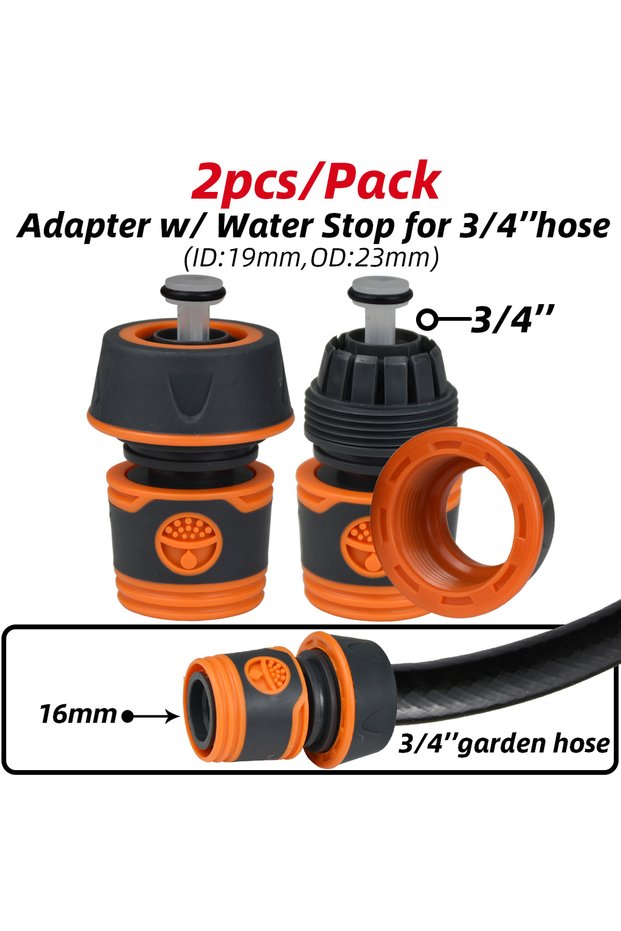 E-3I4-inch-2pcs KESLA 2pcs 1/2" 3/4" Garden Hose Adapter 16mm Quick Connector Stop Plug Coupler Wat