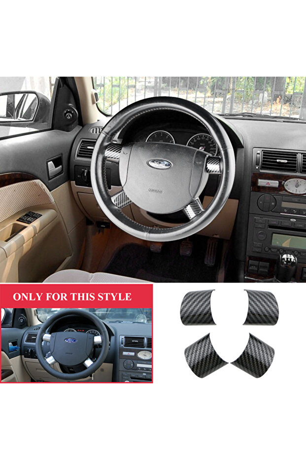 ABS Chrome carbon fiber Steering Wheel Cover Sequin Trim Sticker for Ford Mondeo 2004-2006