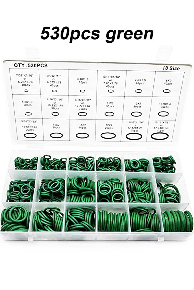 530 pcs green O-Ring Assortment Kit Set Nitrile Rubber High Pressure O-Rings NBR Sealing Kit for Plu