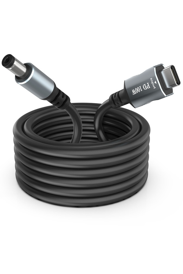 1 متر 1 قطعة كابل طاقة USB C/Type-C إلى DC 5.5 مم × 2.1 مم كابل شحن طاقة الكمبيوتر المحمول (dc5521)، 20 فولت USB T