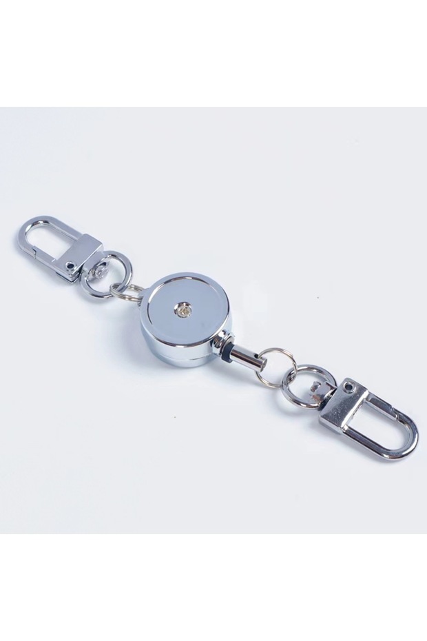 Silver Retractable Badge Key Holder Holder Badge Reel Anti-theft Metal Easy-to-pull Buckle Rope Elas
