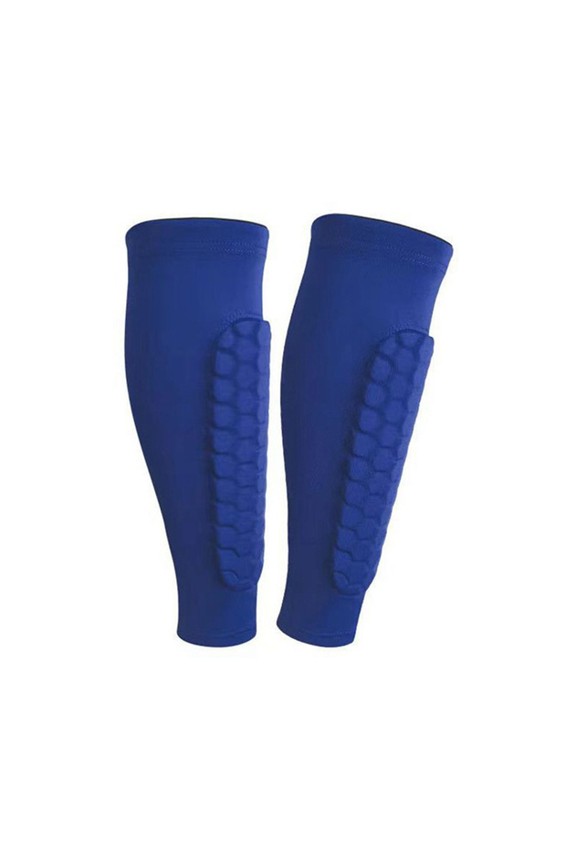 M Blue 2pcs Shin Guards Football Basketball with Honeycomb Padding Breathable Nylon Anti Impact Spor