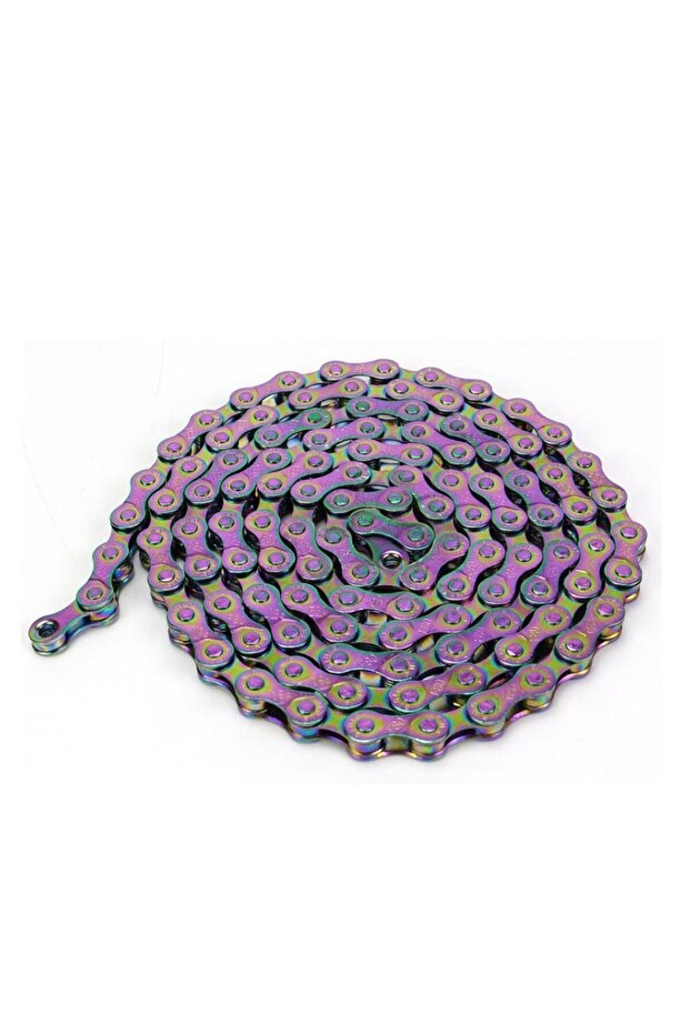 8Speed Rainbow 6/7/8Speed Bicycle Chain Rainbow Color 116 Links Bike Chain with Magic Buckle for MTB