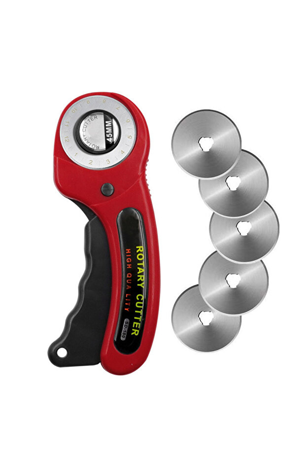 Red 5 blades 45mm Ergonomic Rotary Fabric Cutter For Fabric Card Paper Sewing Quilting Roller Fabric
