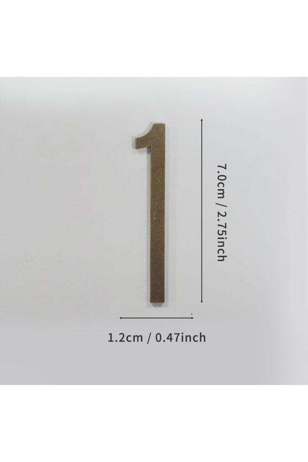 No.1 Bronze Door Number with Backing Adhesive 7cm Metal House Number Apartment Door Number for Outdo