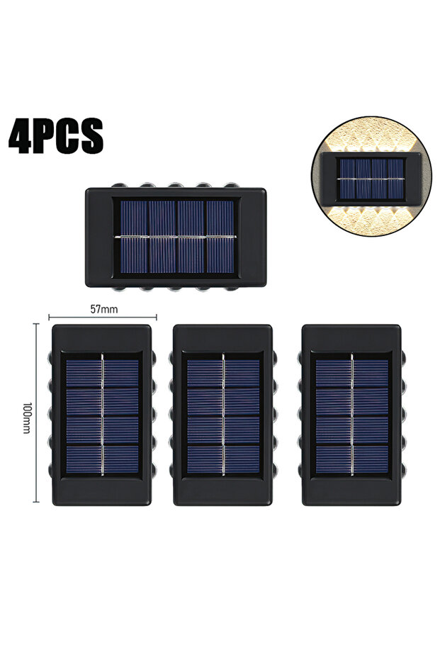 Solar 10LED-Warm 4PC 10 LED Solar Wall Lamp Outdoor Waterproof Solar Powered Light UP and Down Illum