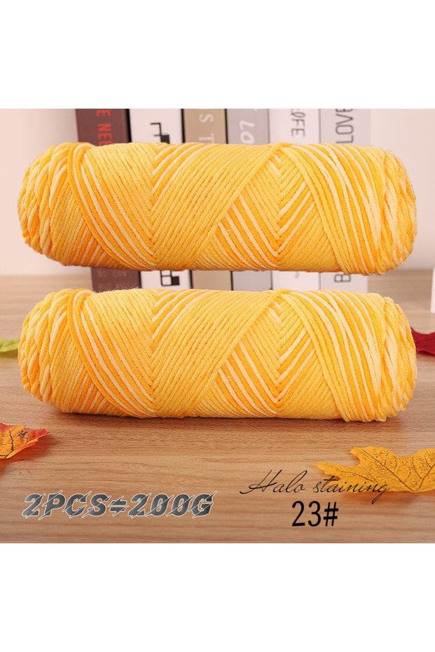23 yellow flowers 2 PCs Colorful 5-strand Dyed Milk Cotton Baby Sweater Yarn Self Woven Scarf Medium