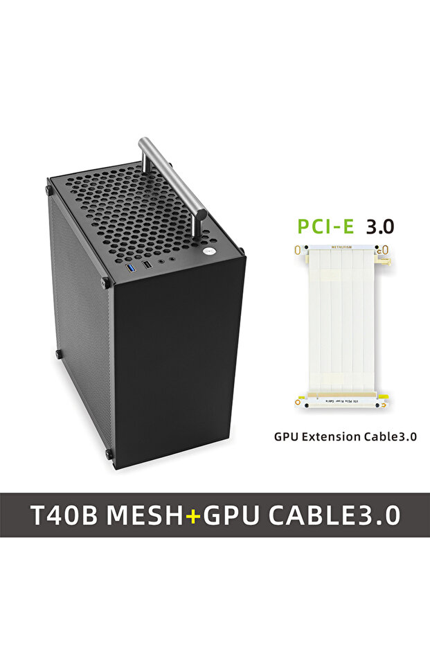 هيكل كمبيوتر ألعاب T40 أسود من METALFISH T40 Mini ITX أسود اللون بسعة 7 لترات وشفاف مدمج