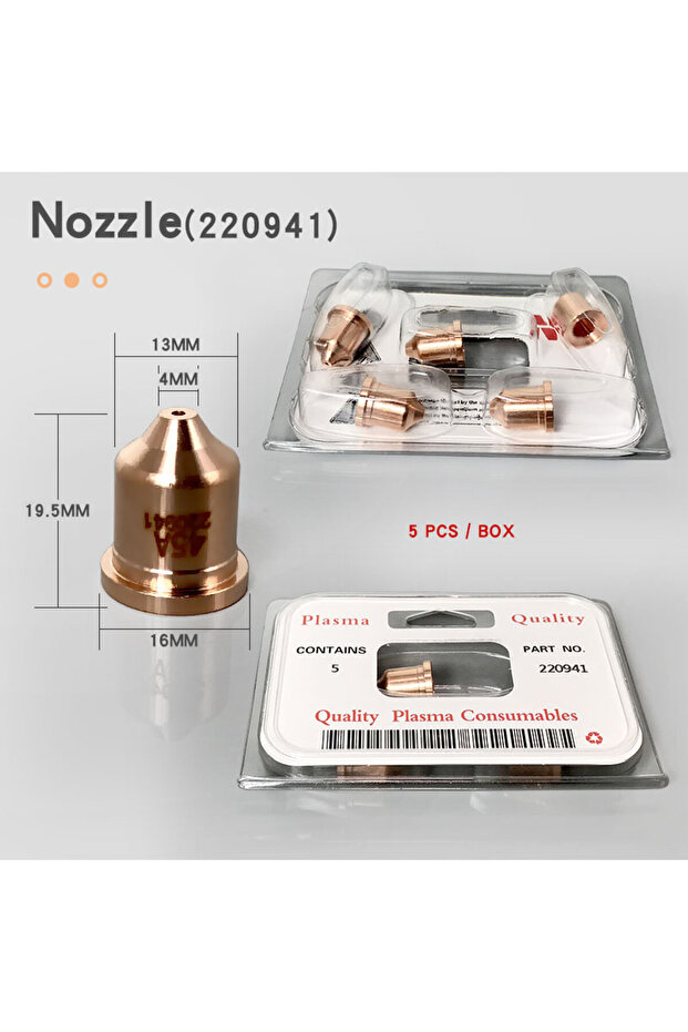 فوهة 220941، مواد استهلاكية لقطع البلازما 45-65-85-105، قطب كهربائي 220777، فوهة 220797، غطاء واقٍ 2208