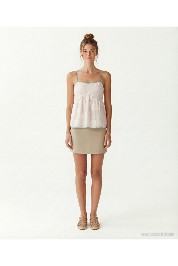 Regular Square Neck Strap Blouse
