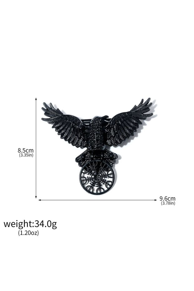 F00017 Vintage Viking Black Crow Necklace Odin Raven Compass Rune Pendant Keychain for Men Women Got