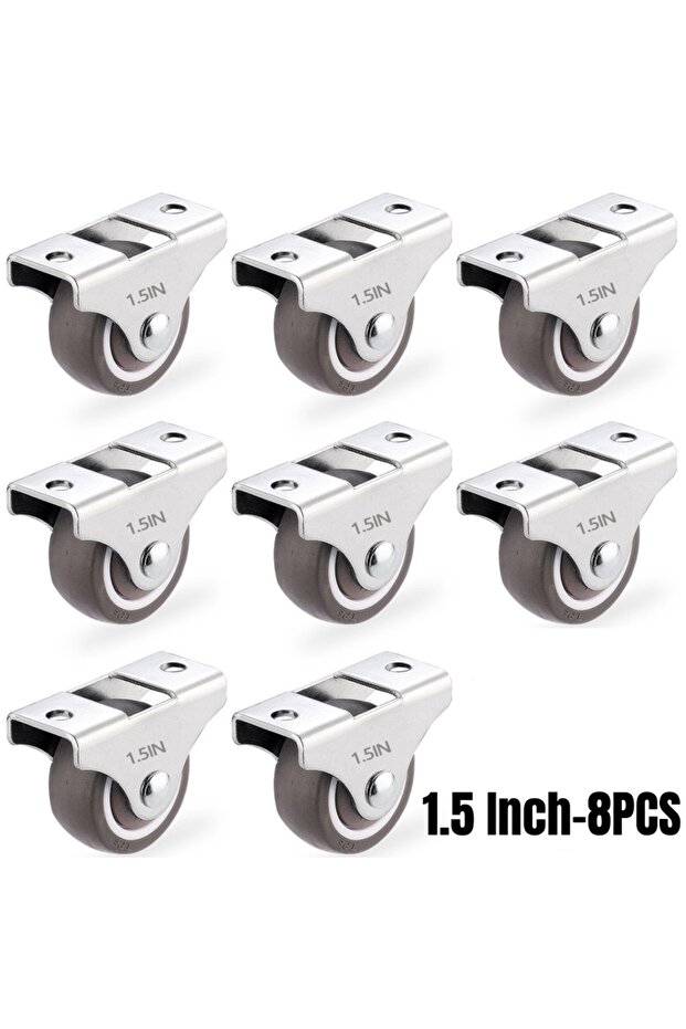 1.5 Inch-8PCS 4/8Pcs Mini Rigid Caster Wheels,Small Low Profile Rolling Wheel Castors Sliding Door