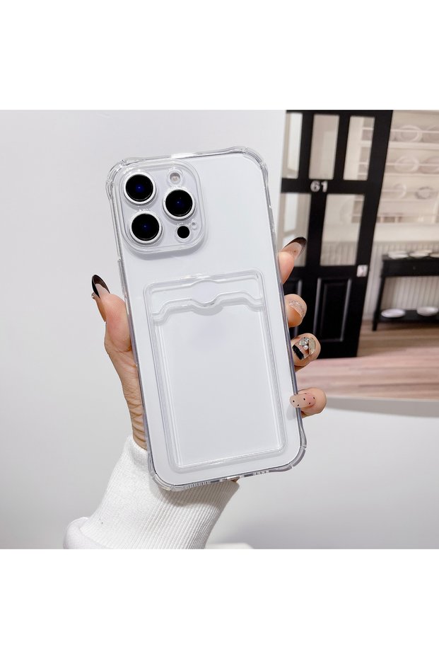 For iphone 14 Clear Clear Shockproof ID ATM Card Slot Protection Cover For iPhone 16 15 14 13 12 11