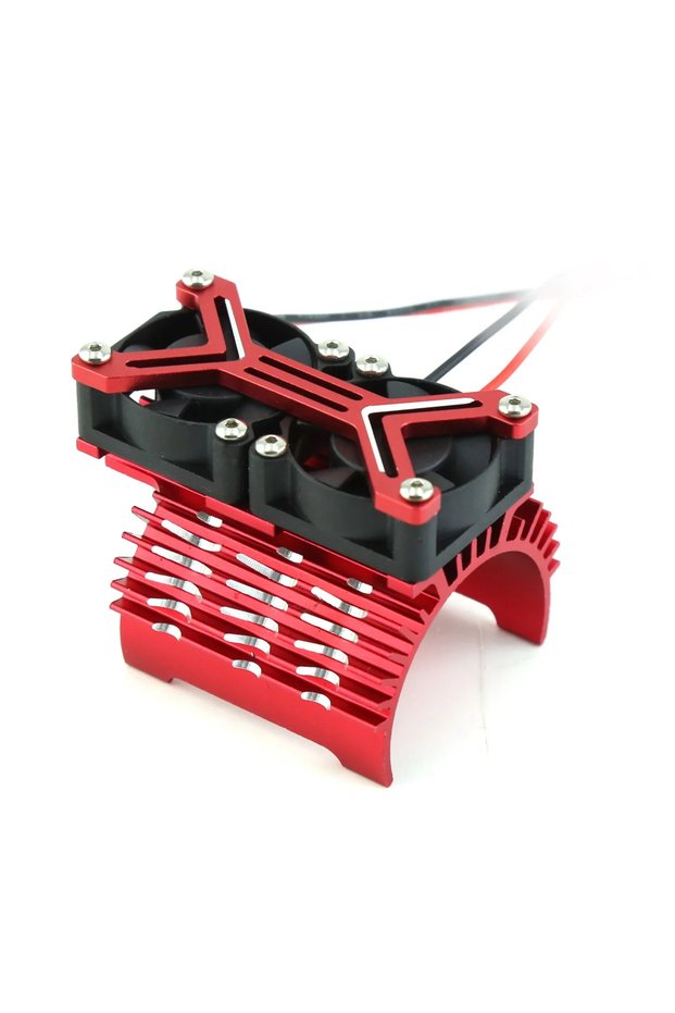 Red Motor Heatsink Dual 20000rpmCooling Fan 40-42mm Compatible with 1/7 1/8 Arrma Traxxas RC Car Fit