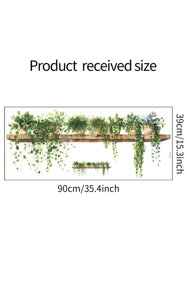 39X90CM 1PCS Green Leaf Potted Bedroom Living Room Wall Landscaping Decorative Wall Stickers Wall St