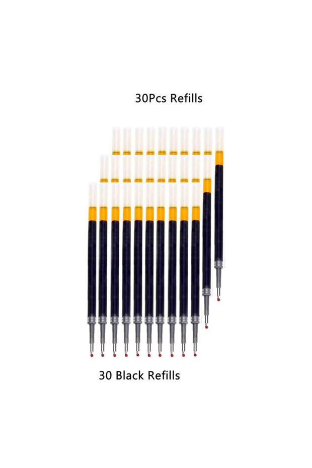 Black-30Refill 0.5mm Retractable Gel Pens Set Black/red/blue Ink Ballpoint for Writing Refills Offic