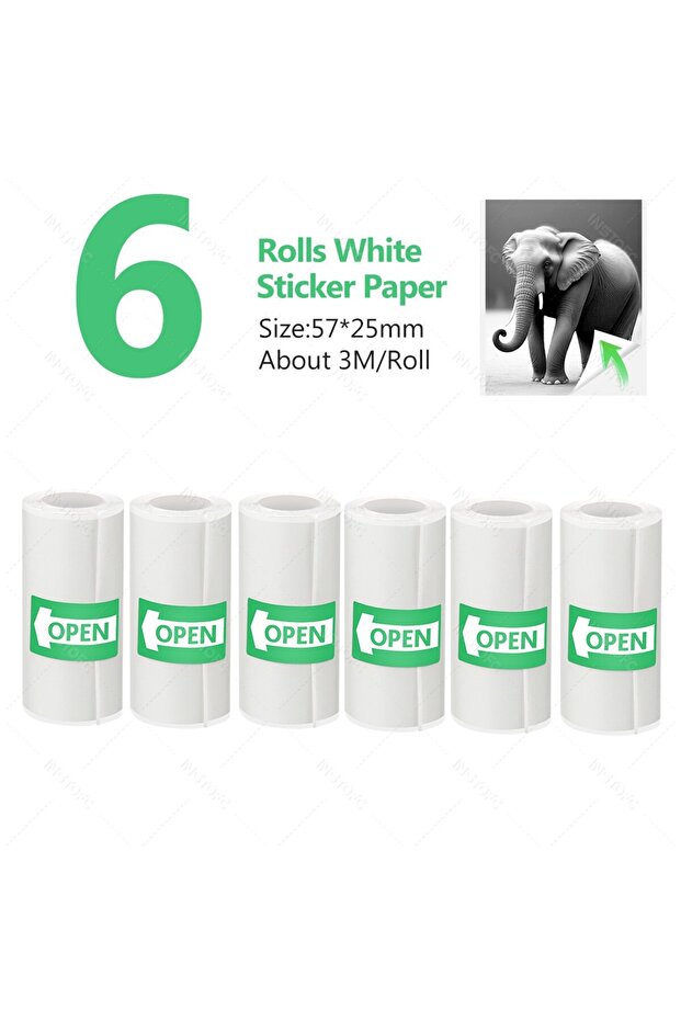 6 Rolls Printable Adhesive Paper 3~15 Pcs Mini Printer Sticker Paper Rolls, Thermal Photo Paper Roll