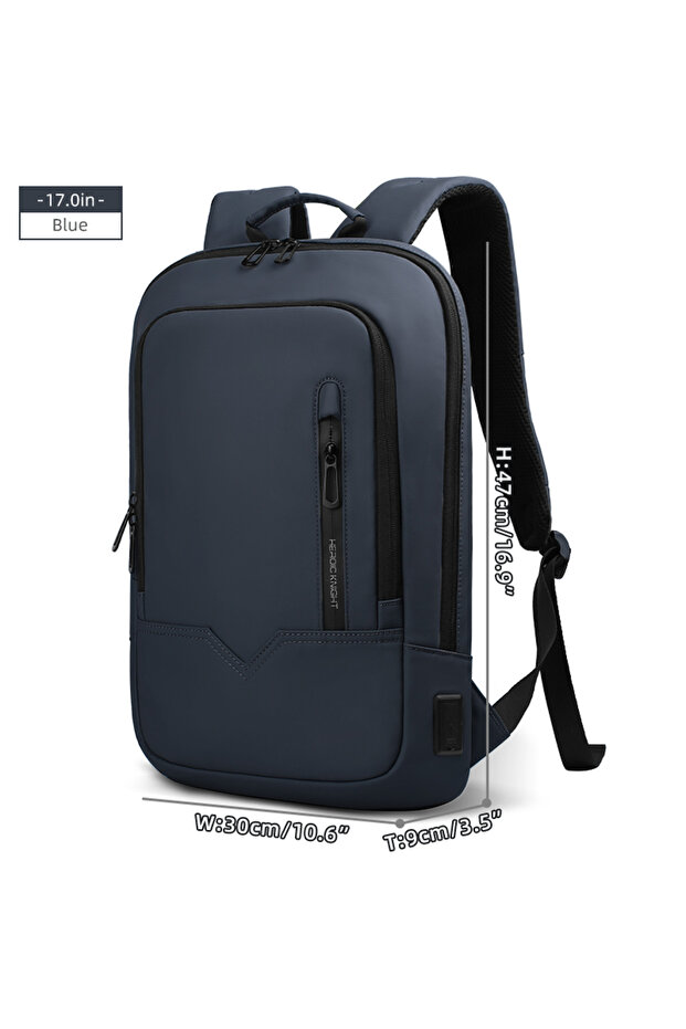 Blue 17 Heroic Knight Laptop Work Backpack Slim Men Waterproof Multifunctional 15.6"17" Business Tri
