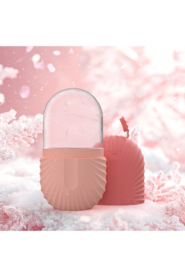 Pink 1pc silicone face ice cube mold for Beauty and Skin Care silicon face ice roller