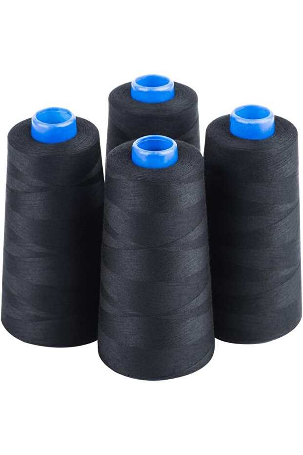 Black Black Sewing Thread 100% Polyester 3000 meters/3280 Yards/Spool of Yarn, 4pcs(12000m/13120yds)