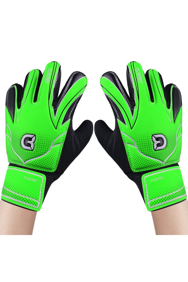 6 Green1 1 pair Non-Slip Soccer Goalie Gloves with Double Wrist Protection
