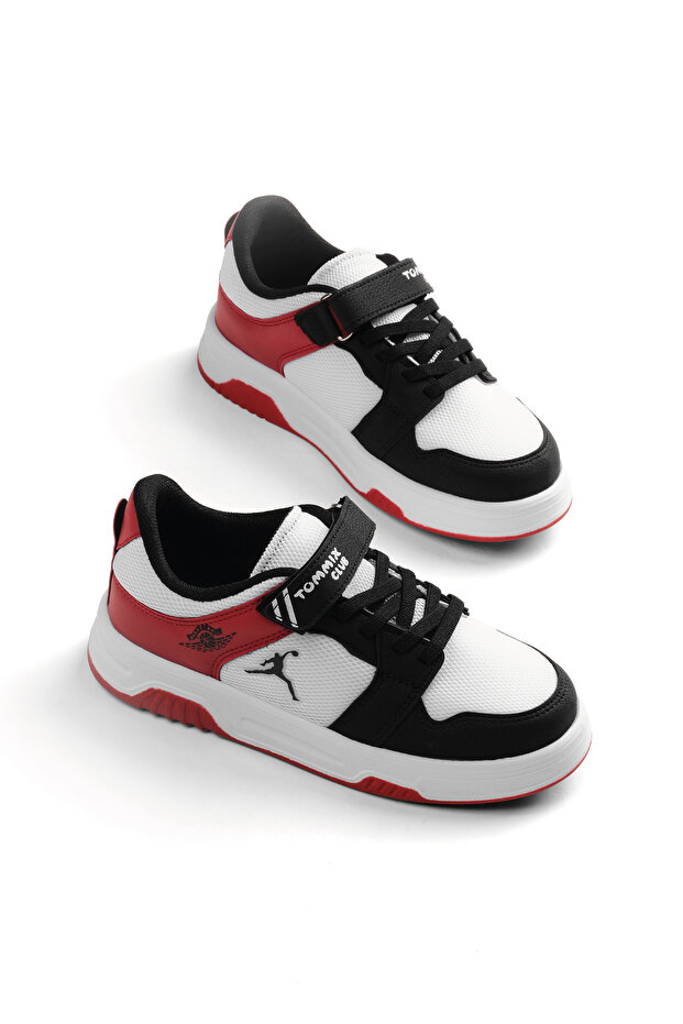 Children's Unisex Black White Red Comfortable Fit Orthopedic Velcro Sneaker