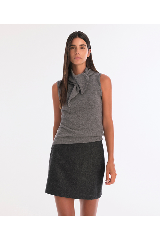 Wool Cashmere Regular Crew Neck Sleeveless Pullover