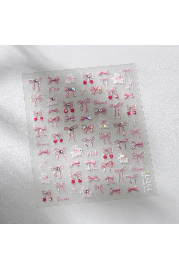 1pcs 1Pcs 3D 5D Kawaii Ribbon Rabbit Nail Stickers Embossed Bow Self Adhesive Nail Art Stickers Exqu
