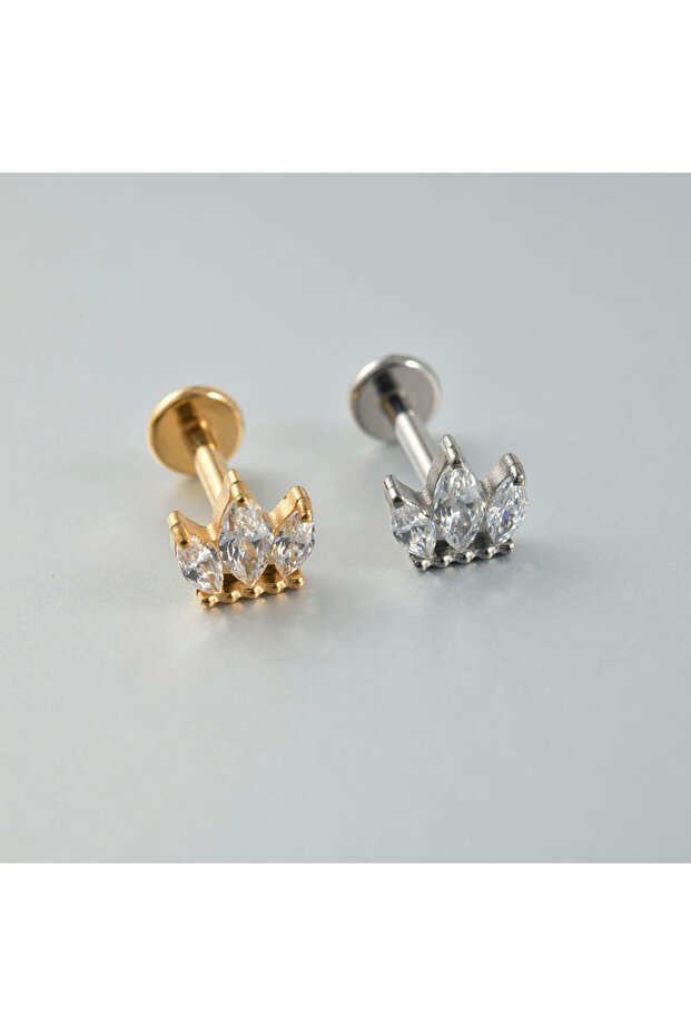 Silver 1.2x8mm 1PC Style 1 1PC ASTM F136 Titanium CZ Ear Cartilage Earrings Labret Stud 16G Internal