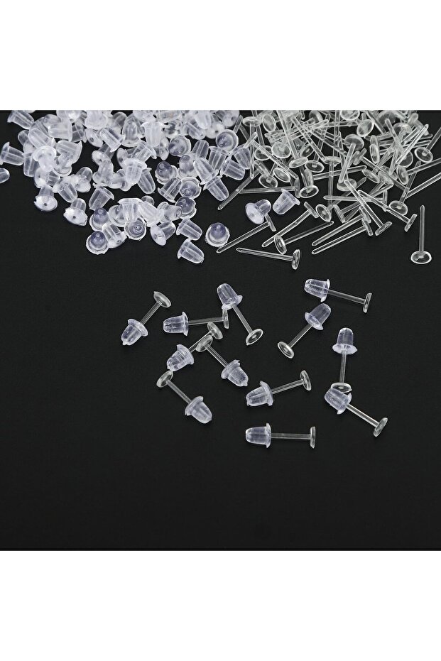 150 Pairs 5mm Invisible Plastic Earrings Blank Pins Stud Tiny Head Findings DIY Supplies (300 Pieces