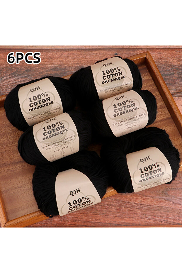 N28 6pcs Cotton Soft Breathable Yarn Thread Set-Perfect for Hand Knitting, Crocheting, Weaving Hats,