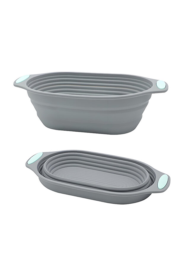 oval Collapsible Banneton Bread Proofing Baskets Silicone Sourdough Bread Baking Bowl Bread Proofing