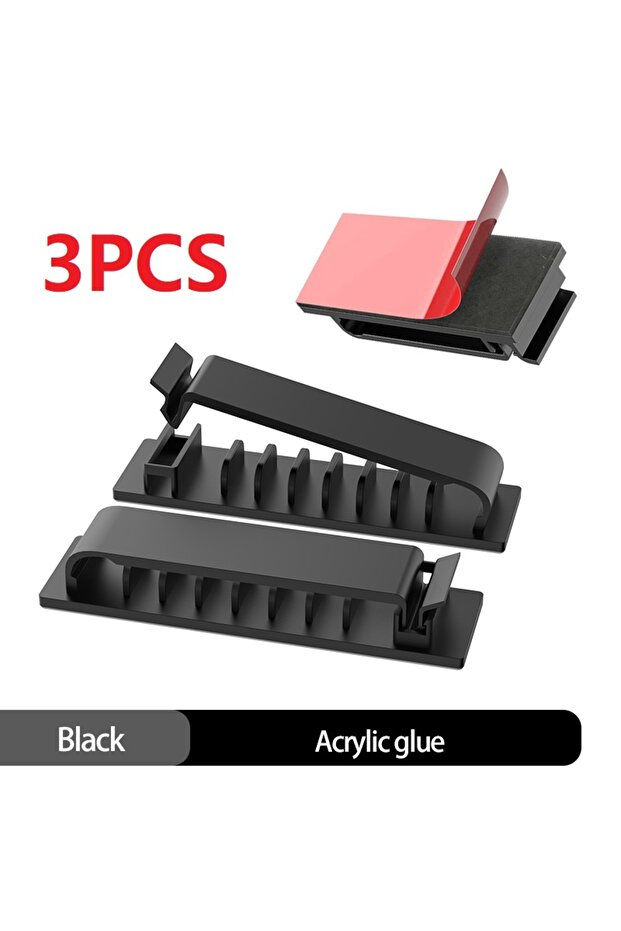 Black 8 Slots 1/2/3/5PCS 5/8/10 Slots Self-Adhesive Cable Organizer Clips Wire Holder for Office TV