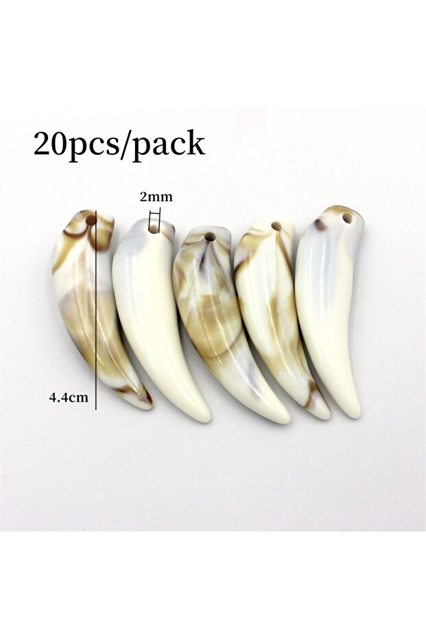 20pcs A 20pcs/30pcs/100pcs Ivory Horn Pendants For Jewelry Making Acrylic Wolf Teeth Charms Pendant