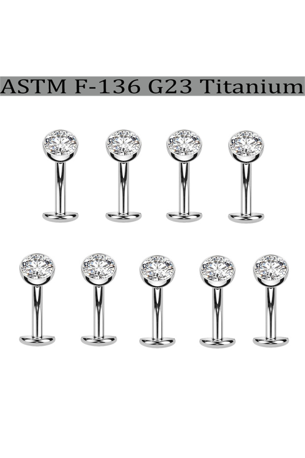 Geometric body 1.6X10X5MM Navel & Bell Button Rings 9PCS Clear F-136 Grade Titanium Opal&Rhinestone&