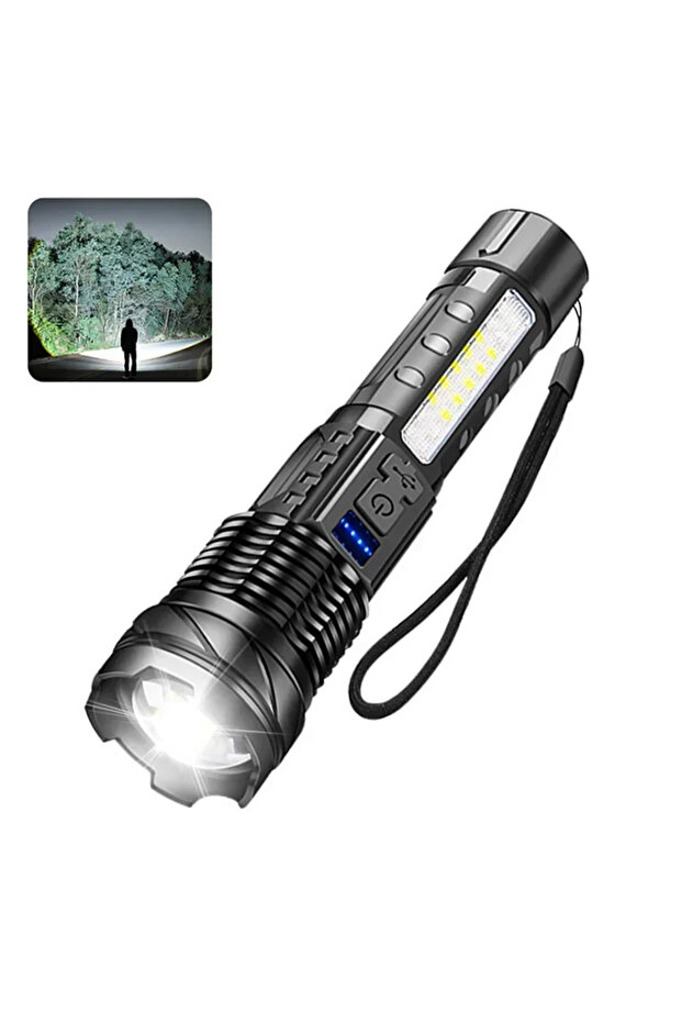 مصباح يدوي فائق السطوع S140C بقوة 1600000 لومن، قابل لإعادة الشحن عبر منفذ USB، مزود بإضاءة LED طويلة المدى، مناسب للاستخدام الخارجي