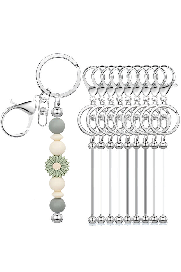 4pcs Silver 4/9/16 PCS Metal Beadable Keychain Bars Blanks for Beads Pendant Jewelry Charms DIY Craf