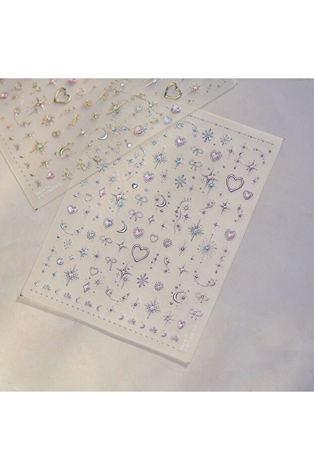 1pcs Ice Transparent Small Star Nail Art Stickers Aurora Holographic Star Moon Butterfly 5D SelfAdhe