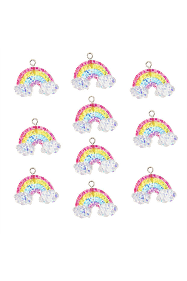 style 1 10pcs Cartoon Rainbow Cloud Charms Acrylic Pendant DIY Colourful Ornaments Accessories Neckl