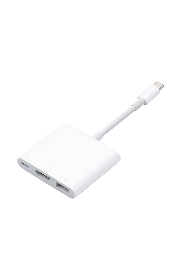 موزع USB-C أبيض 3 في 1، محول من النوع C إلى HDMI، كابل تمديد من النوع C، محول USB 3.0، HDMI