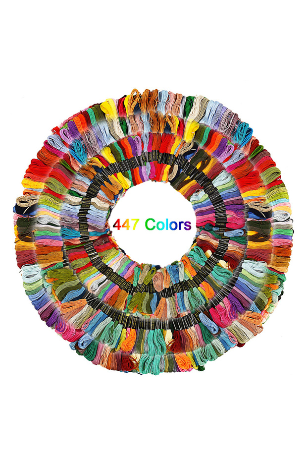 447PCS 447/200/100 Colors Cross Stitch Cotton Embroidery Thread Floss Sewing Skeins Craft Mix Colors