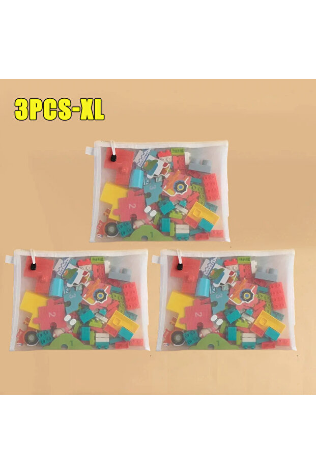 As shown 3PCS-XL 1-30 PCS Mesh Zipper File Bag Waterproof Moisture-proof Zipper Folder Toy Storage B