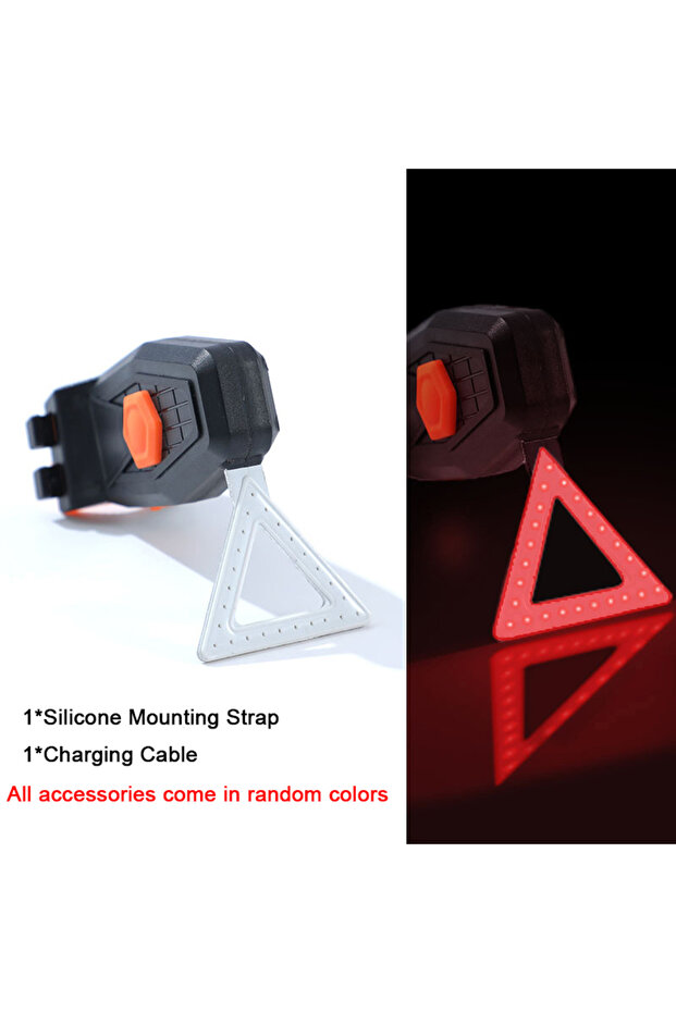 Triangle Shape Bicycle Rear Light Creative Taillights Type-C Rechargeable MTB Road Bike Tail Light C