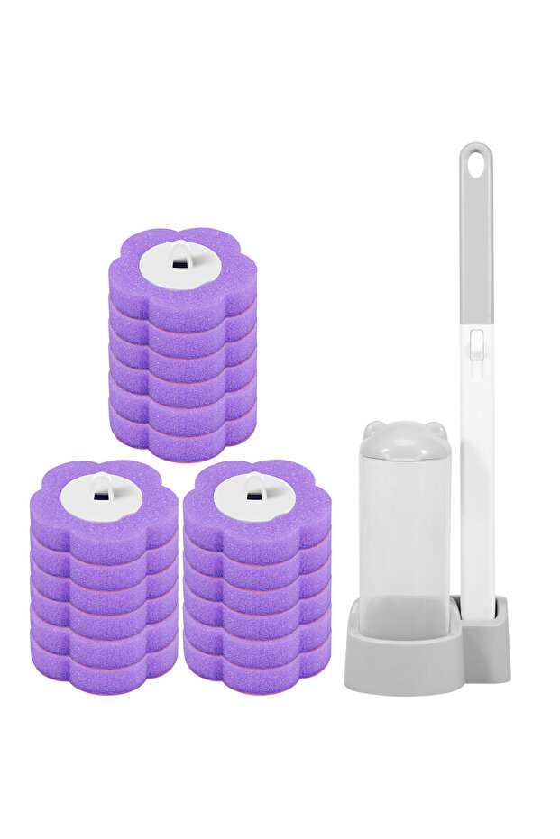 18 Purple 18/36 Pcs Toilet Brush Disposable Replacement Head Cleaning Kit Toilet Bowl Brush Long Han