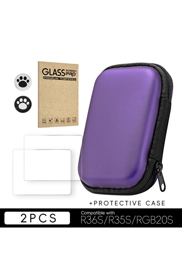 واقي شاشة DATA FROG R36S من الزجاج المقوى باللون الأرجواني لجهاز الألعاب المحمول R35S RGB20S Retro