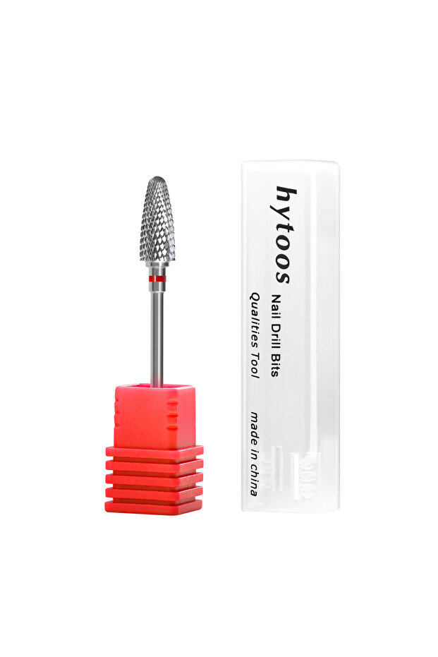 Fine - F HYTOOS Bullet Tungsten Carbide Nail Drill Bits Rotary Manicure Cutters Bits For Manicure D