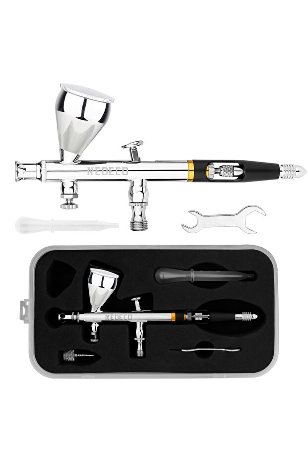 NCT-SJ83-BS NEOECO NCT-SJ83 Dual Action Airbrush 9cc 1/3 oz Fluid Cups Quick Remove Air brush Cap De