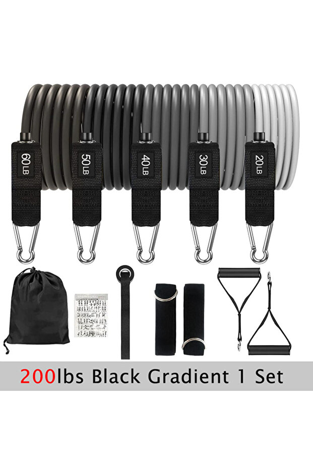 200lbs Black Resistance Bands Set Tension Pull Rope for Men Women Workout Exercise Bands for Fitness