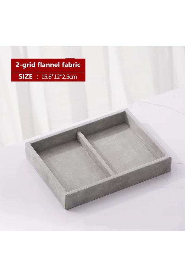Two grid plate Drawer Jewelry Storage Plaid Cloth Tray Bucket Cabinet Inner Liner Earrings Nails Rin
